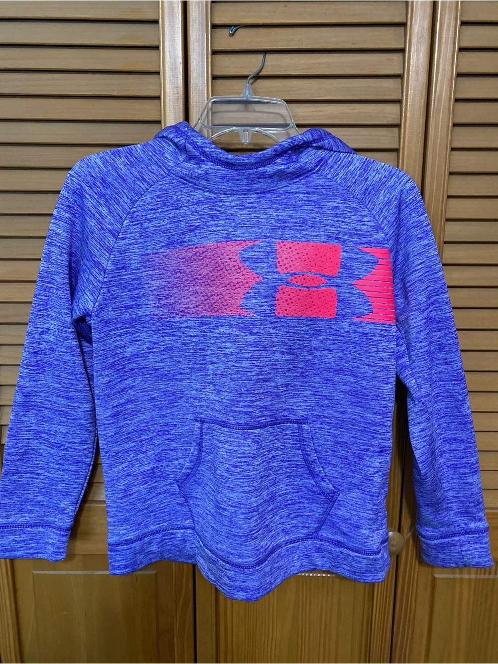 Under Armour Kids Blue Heather Hoodie with Pink Logo